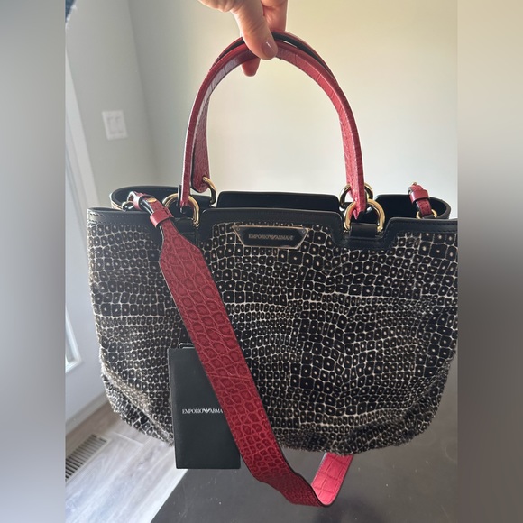 🔥last call!NWT authentic Emporio Armani leather handbag with leopard print. - Picture 1 of 7